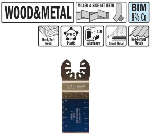 Multitööriista tera puidule ja metallile 32mm Z18TPI BiM Co8, CMT