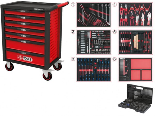 Tööriistakäru RACINGline, 7 sahtlit +komplekt 598-osa, KS Tools