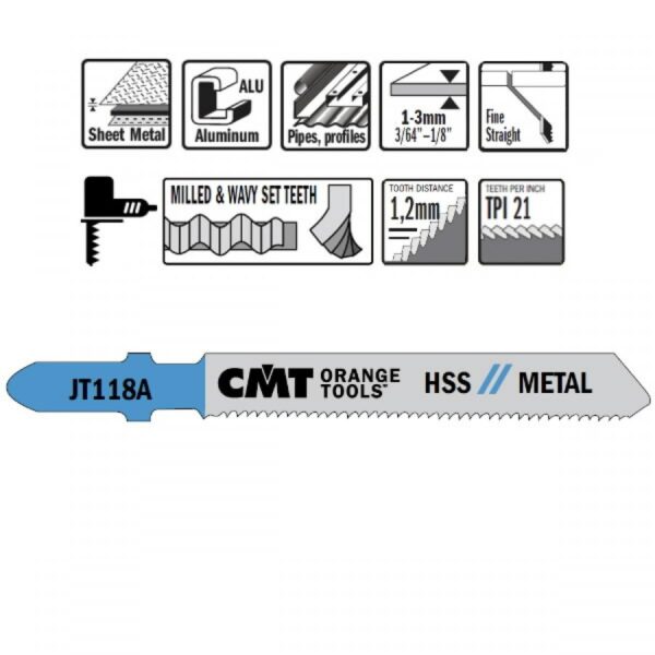 Tikksaelehed Metallile 50×1,2mm Z21TPI HSS 5tk/pakis, CMT