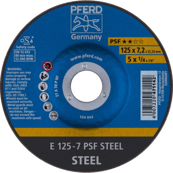 Metallilihvketas PSF Steel 125×7,2mm, Pferd
