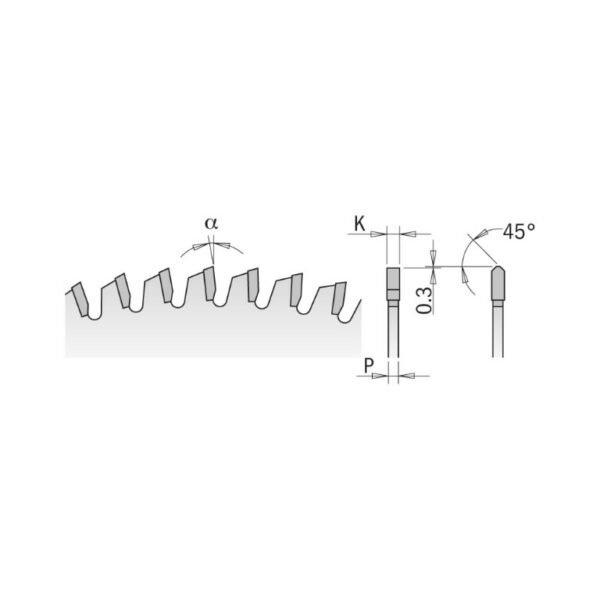 Saeketas Alumiiniumile Xtreme HW 254×3,2/2,5x30mm Z80 A=-6°  B=TCG, CMT