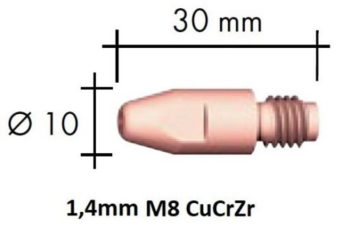 Kontaktsuudmik CuCrZr M8x30x10 - 1,4mm, Binzel