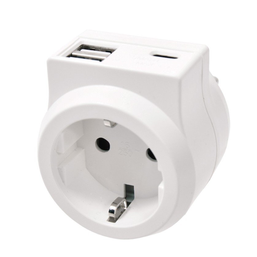 Jagamiskontakt/harupesa AXXEL 230V+USB-A ja USB-C laadimisavadega