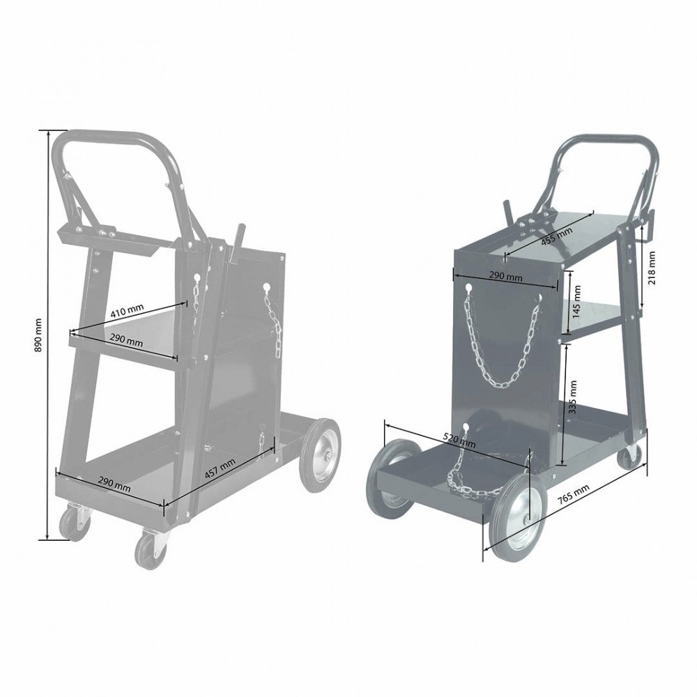 Keevitusseadmete käru 3 riiuliga