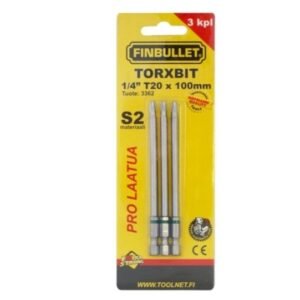 Kruviotsik T20 x 100mm 1/4" 3tk/pakendis | Elektrikaubad | Finbullet | Trollo.ee | Üle 10 000 toote