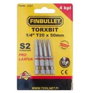 Kruviotsik T20 x 50mm 1/4" 4tk/pakendis | Elektrikaubad | Finbullet | Trollo.ee | Üle 10 000 toote