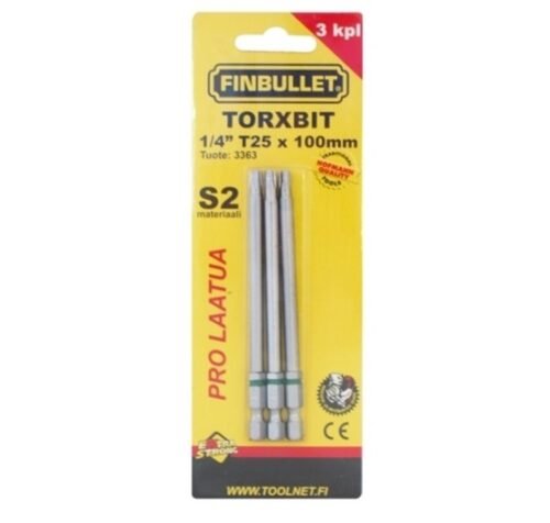 Kruviotsik T25 x 100mm 1/4" 3tk/pakendis | Elektrikaubad | Finbullet | Trollo.ee | Üle 10 000 toote