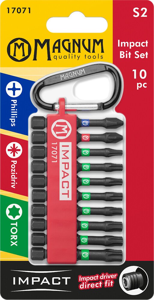 Kruviotsikute komplekt MAGNUM Impact 10-osaline, karabiiniga*