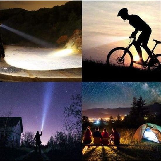 LED-tasku-/rattalamp SOLIGHT XM-L2, 400lm, USB-laetav