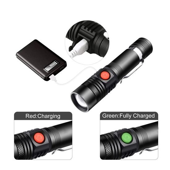 LED-tasku-/rattalamp SOLIGHT XM-L2, 400lm, USB-laetav