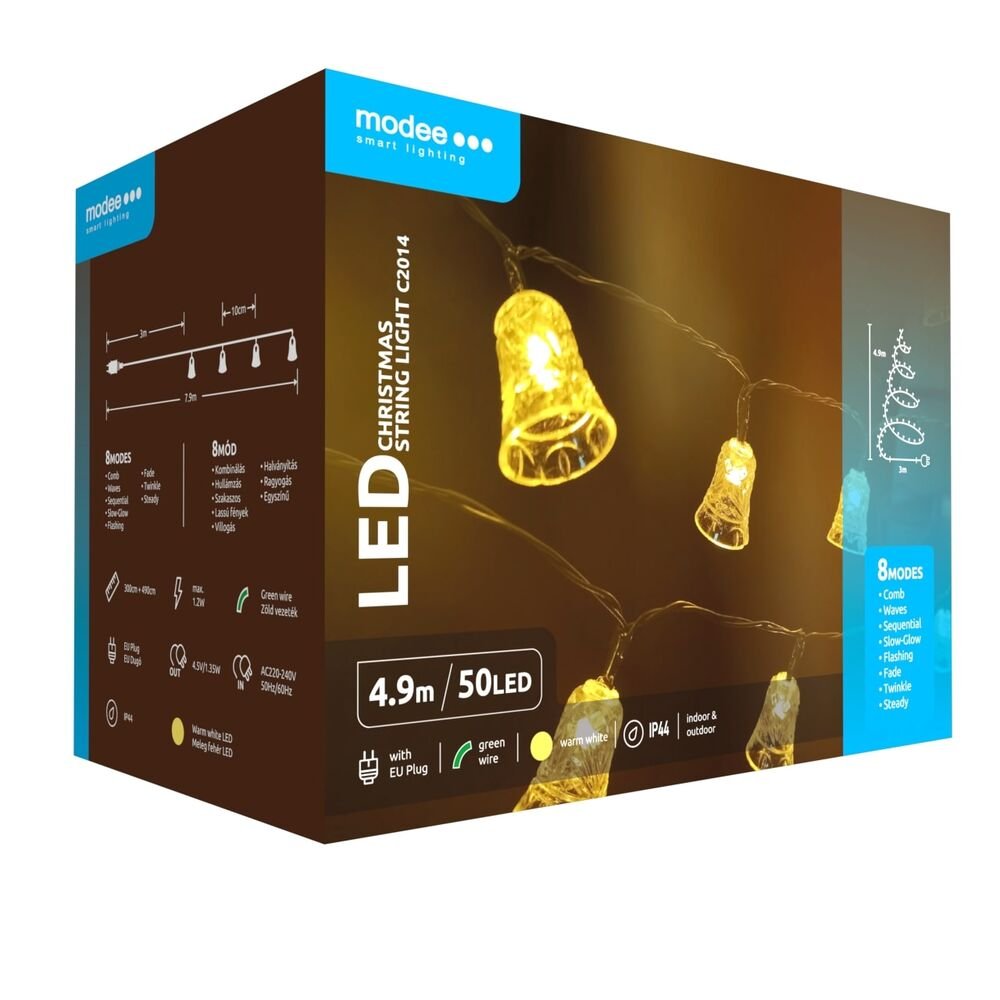 LED-valguskett Modee C2014 Bells 50LED/4,9m, 2700K, 230V, kellukesed