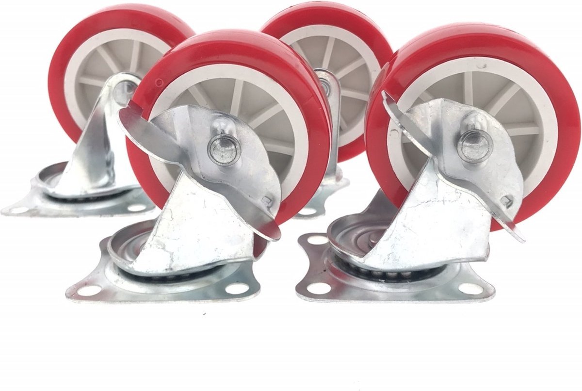 Mööblirattad BENSON 75mm 4tk/pakendis, punased