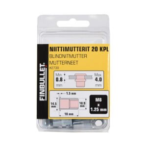 Neetmutter M8X18 20 tk | Tarvikud>Kinnitusvahendid>Needid | Finbullet | Trollo.ee | Üle 10 000 toote