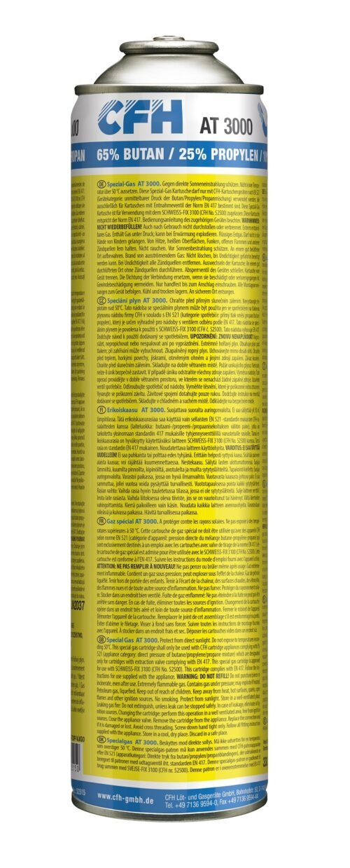Spetsiaalgaas AT3000 600ml/330g | Tarvikud>Gaasid ja põletid | CFH | Trollo.ee | Üle 10 000 toote