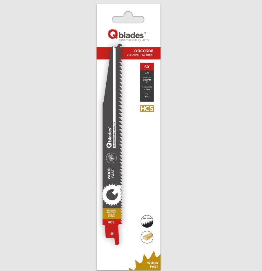 Tiigersaetera Qblades HCS 8%COB 6/203mm 5tk/pakendis puidule