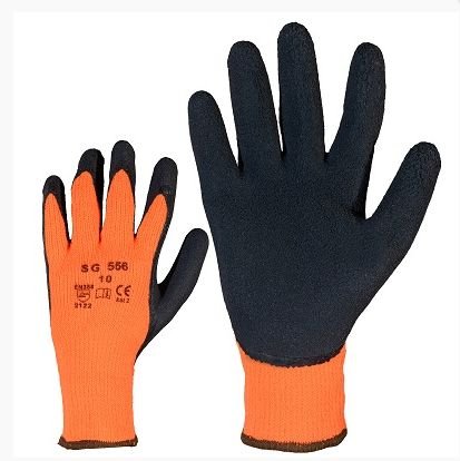 Töökindad SG556 lateks peopesa, pealt kootud, akrüülvoodriga, oranz, S11