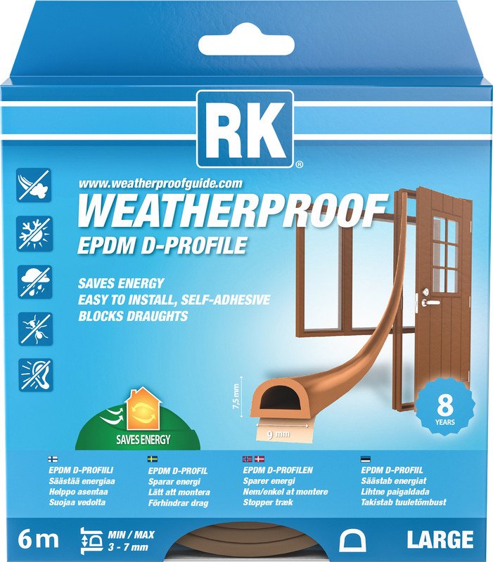 Akna- ja uksetihend RK EPDM LARGE D-profiil pruun 6m