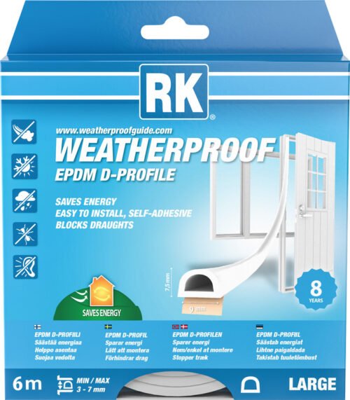 Akna- ja uksetihend RK EPDM LARGE D-profiil valge 6m | Kodukaubad | RK | Trollo.ee | Üle 10 000 toote