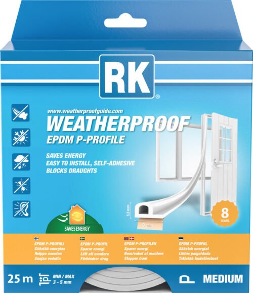 Akna- ja uksetihend RK EPDM MEDIUM P-profiil valge 25m | Kodukaubad | RK | Trollo.ee | Üle 10 000 toote
