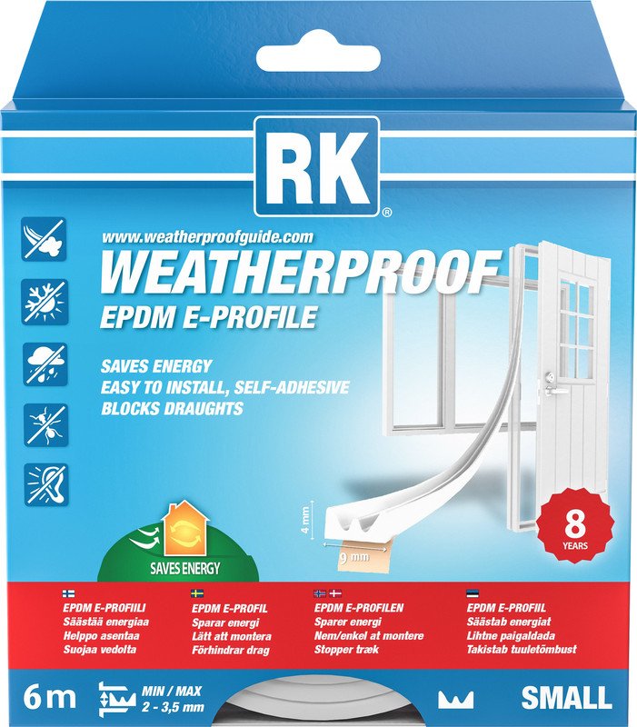 Akna- ja uksetihend RK EPDM SMALL E-profiil valge 6m