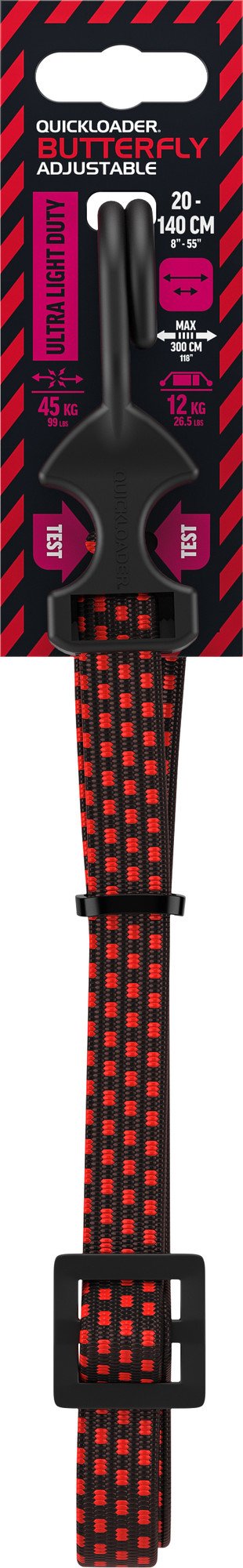 Koormakinnituskumm Quickloader Butterfly Bungee Flat Adjustable QBF140ULDFA 140cm x 18mm 45kg