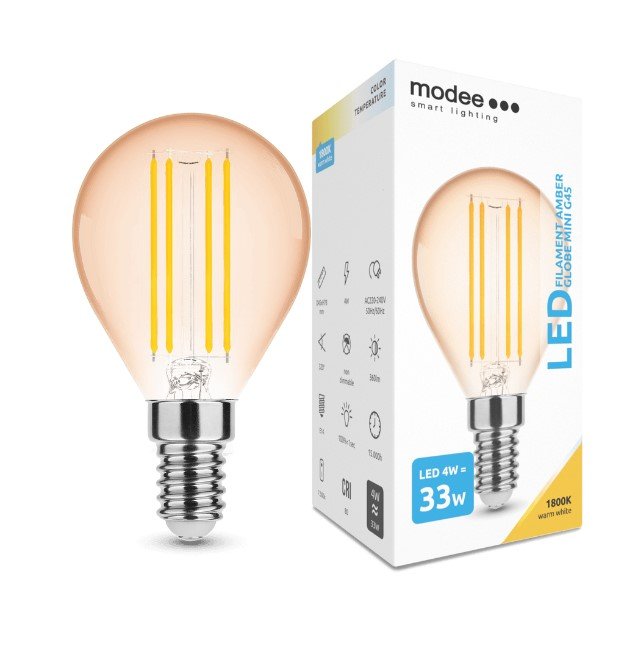 LED-lamp Filament Amber Globe Mini G45 4W E14 320° 1800K (360 lumen)