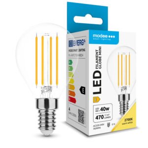 LED-lamp Filament Globe Mini G45 4W E14 360° 2700K (470 lumen) | Elektrikaubad | Modee | Trollo.ee | Üle 10 000 toote