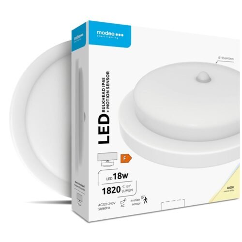 LED-valgusti/plafoon MODEE ümmargune 18W 4000K IP65+liikumisandur (1820 luumenit)