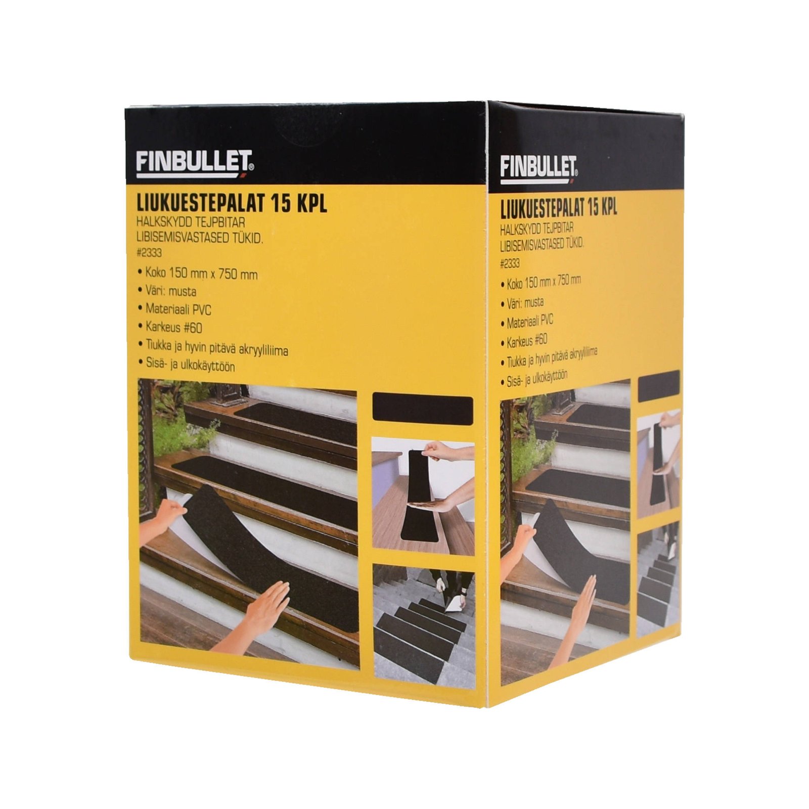 Libisemisvastane teip 150x750mm trepile 15tk/pakendis, mustad