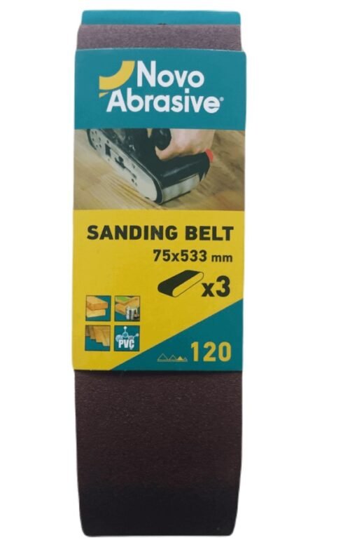 Lihvlint NovoAbrasive 75*533mm; A120; 3 tk pakendis | Tarvikud>Lihvimistarvikud>Lihvlindid | NovoTools | Trollo.ee | Üle 10 000 toote