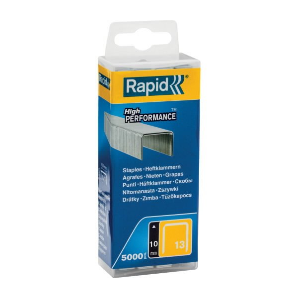 Klambrid 13/10 5000tk, 10,6x0,7mm, kollane, plastkarbis, tsi, Rapid