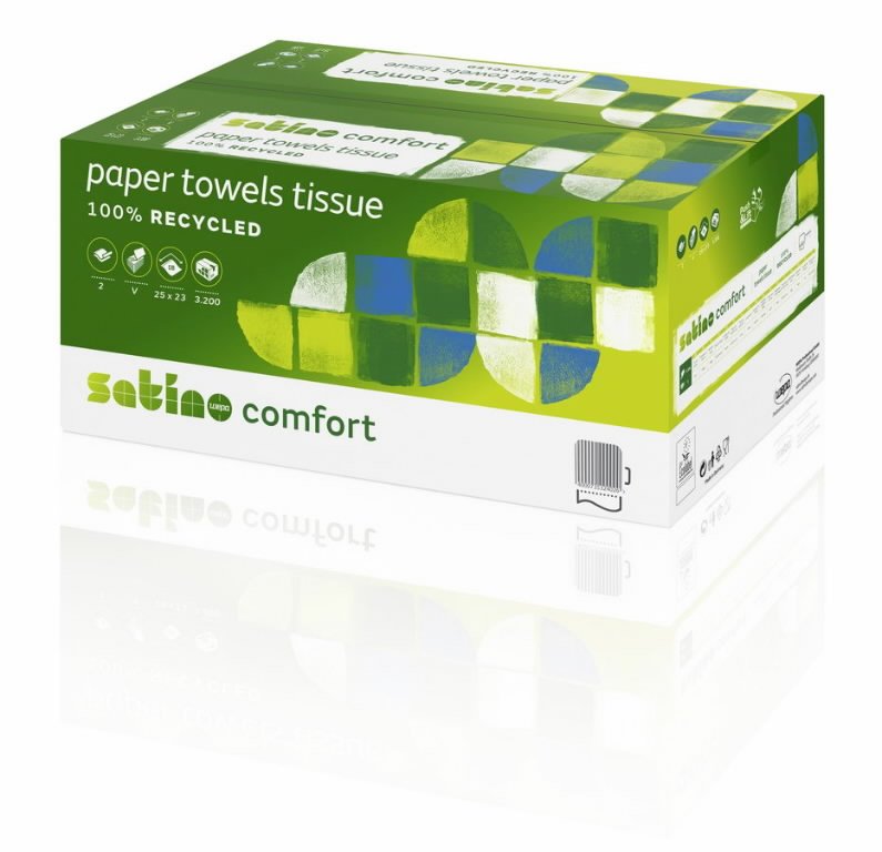 Lehtpaber Comfort/ 2-kihti/ 25x23 cm/ 3200 lehte PT3, Satino by WEPA