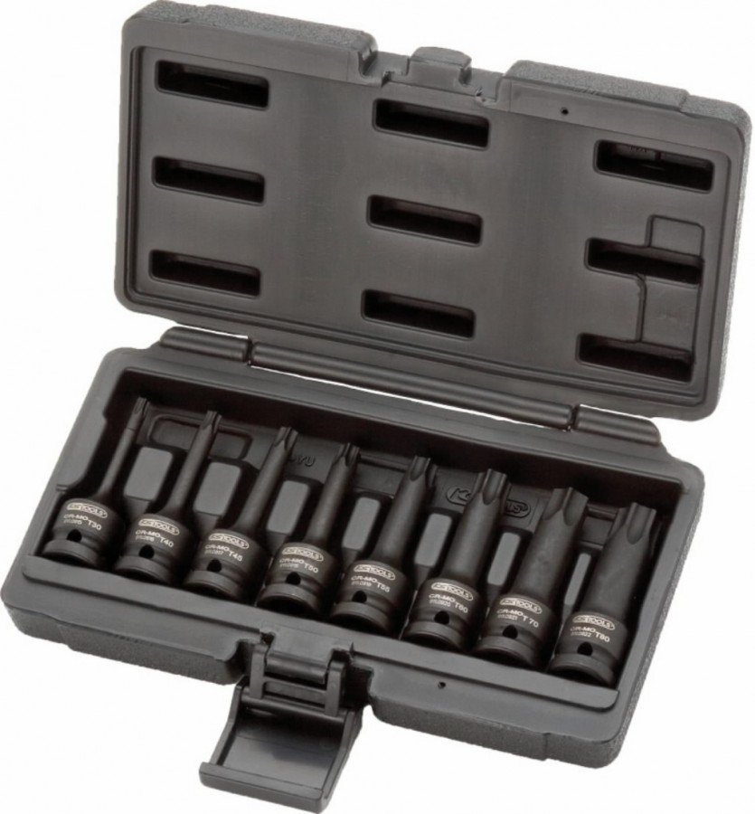 Löökotsakupadrunite komplekt TORX 1/2´´, T30-T80, 8-osa, pik, KS Tools