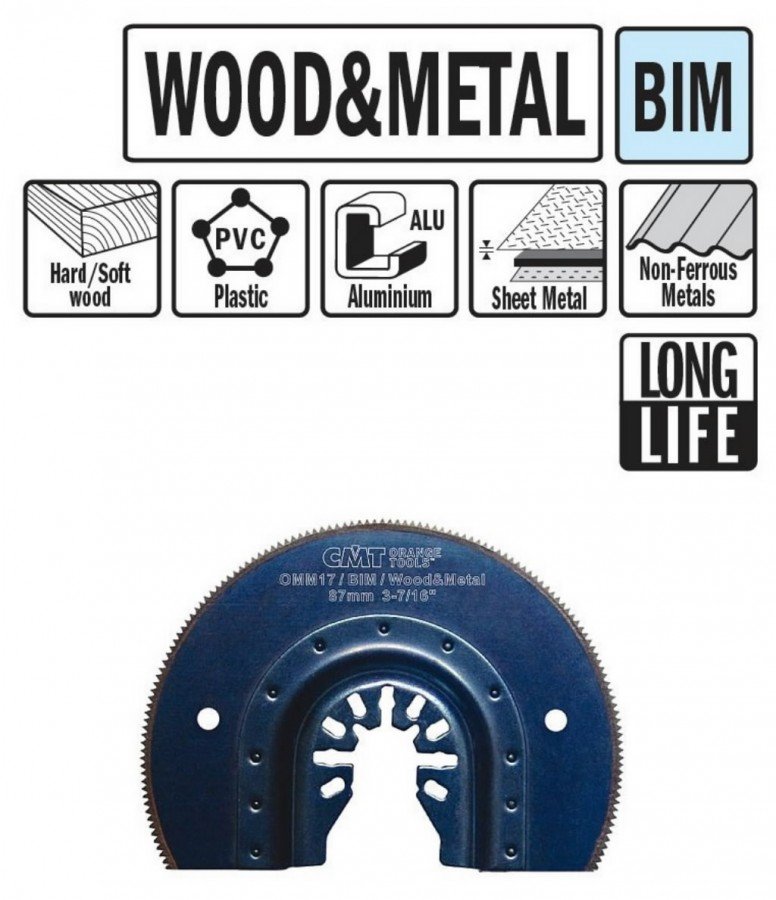Multitööriista tera puidule ja metallile BiM Co8 87mm Z20TPI, CMT