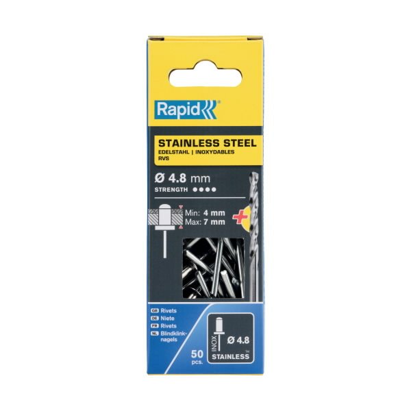 Neet roostevaba 4,8x10mm 50tk + Drill C, Rapid