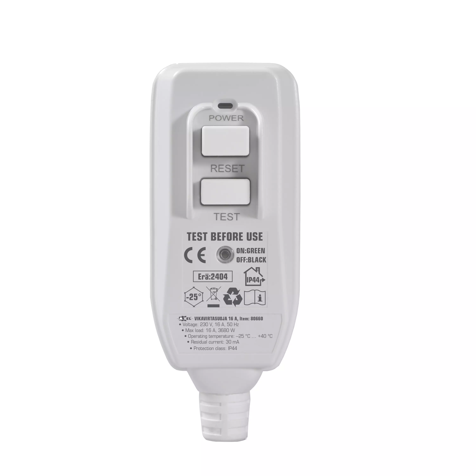 Rikkevoolukaitse 16A 3680W IP44