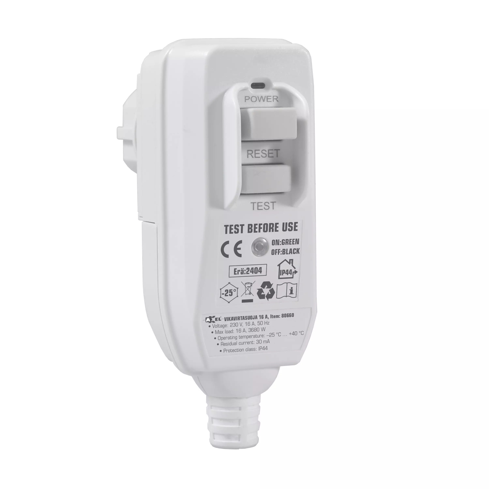Rikkevoolukaitse 16A 3680W IP44