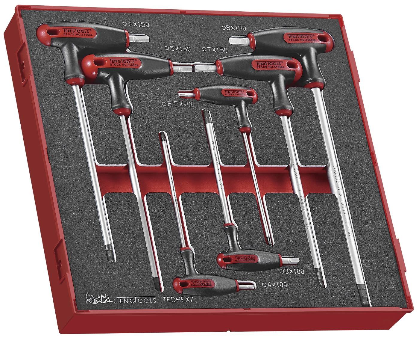 T- kuuskantvõtmete komplekt EVA 7 osa Teng Tools