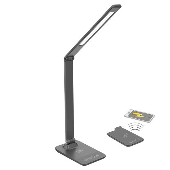 LED-laualamp 10W 400lm, hall, juhtmevaba laadijaga