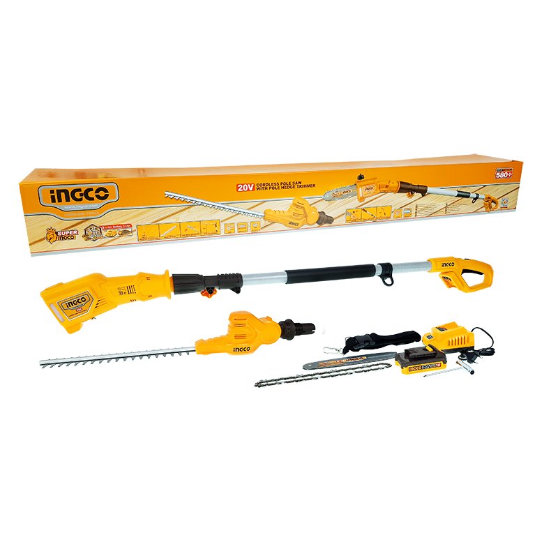 2-IN-1 POLE aia tööriistakomplekt, PRUNER & hekilõikur, 2AH aku, laadija