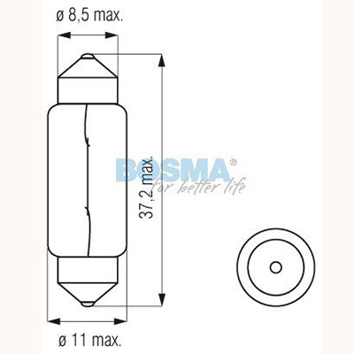 BULB, C5W, 12V, 5W SV8.5, HOMOLOGATSIOON E2, KOMPLEKT 10 tk