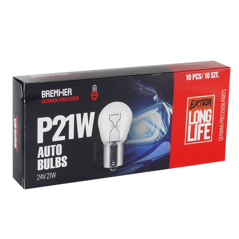 BULB, P21W, 24V, 21W BA15S, HOMOLOGATSIOON, 10 KOMPLEKTI tk