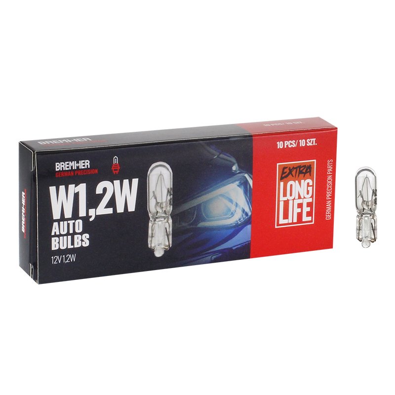 BULB, W1.2W, 12V, 1.2W T05, HOMOLOGATSIOON, 10 KOMPLEKTI tk