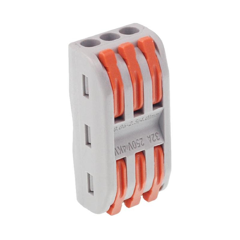 Elektrilised kiirühendused, 3-WAY INLINE, pressitav, maks. juhtme ristlõige 2.5MM2, 10 tk/pakk
