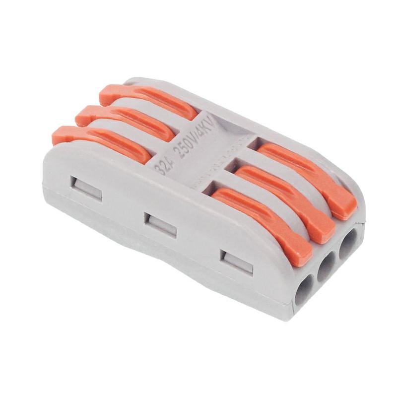 Elektrilised kiirühendused, 3-WAY INLINE, pressitav, maks. juhtme ristlõige 2.5MM2, 10 tk/pakk