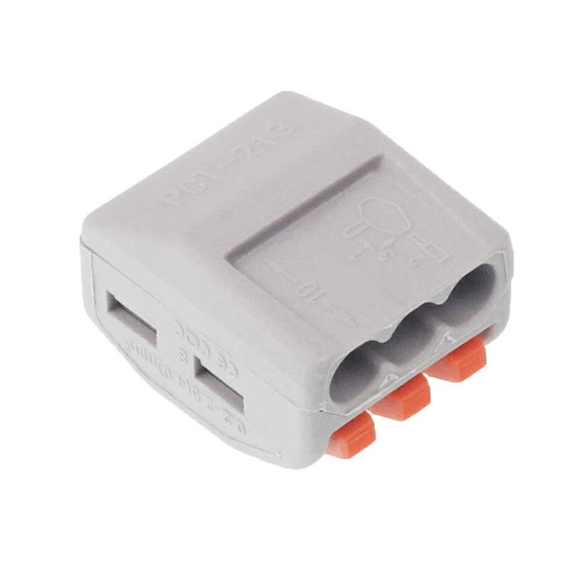 Elektrilised kiirühendused, 3-sõrm, pressitav, maks. juhtme ristlõige 2.5MM2, 10 tk/pakk