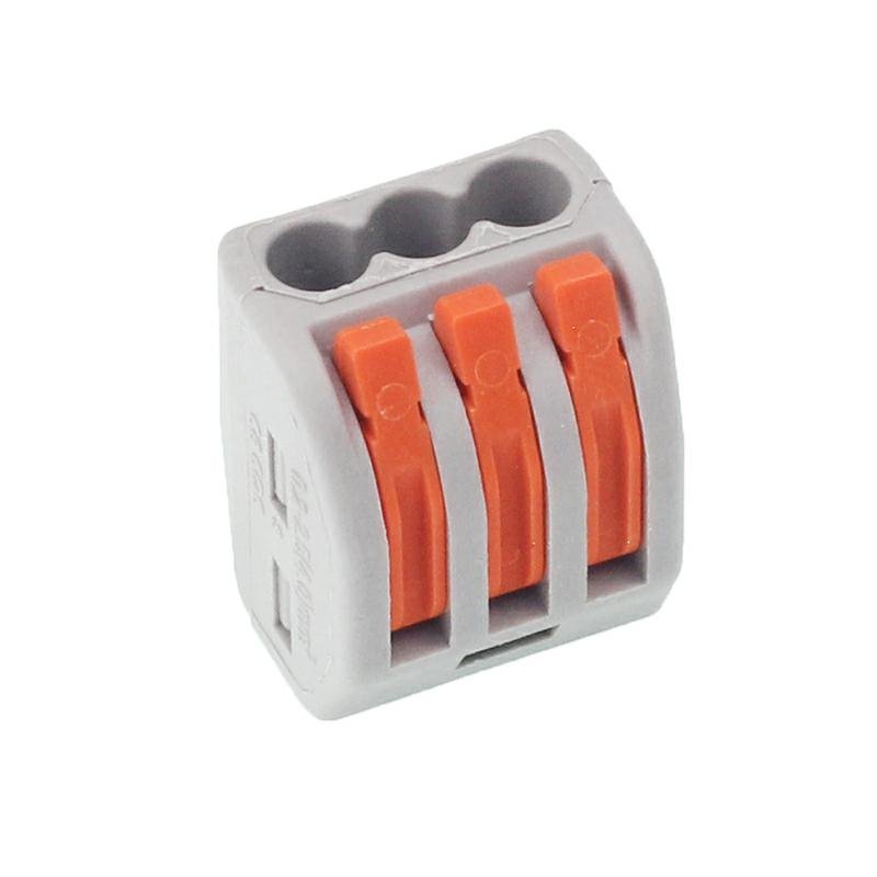Elektrilised kiirühendused, 3-sõrm, pressitav, maks. juhtme ristlõige 2.5MM2, 10 tk/pakk