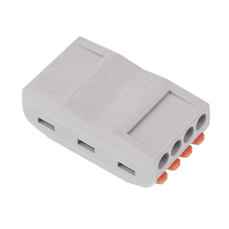 Elektrilised kiirühendused, 4-WAY INLINE, pressitav, maks. juhtme ristlõige 2.5MM2, 10 tk/pakk