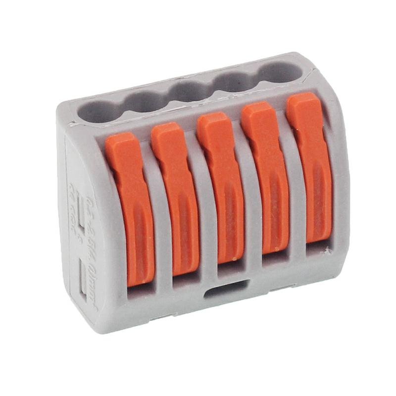Elektrilised kiirühendused, 5-sõrm, pressitav, maks. juhtme ristlõige 2.5MM2, 10 tk/pakk