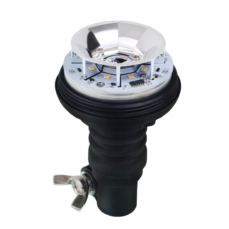 HOIATUSTULE MAJAKAS, PAINDUV KUMMIST TIHVT, 8 LED, 12/24V, ECE R10, R65, 150MM KÕRGUS